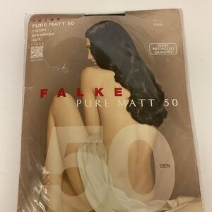 FALKE PURE MAT 50 TIGHTS BLACK LARGE NWT